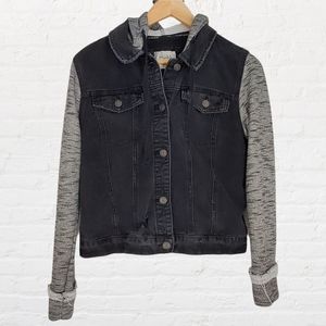 Mudd Junior's XL Black Denim Jacket with Knit Trim